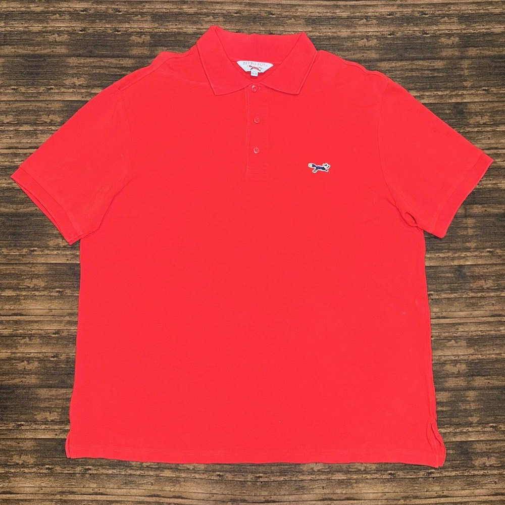 Retro Fox Polo Golf Shirt Mens 3XL Red Short Sleeve Vintage Y2K